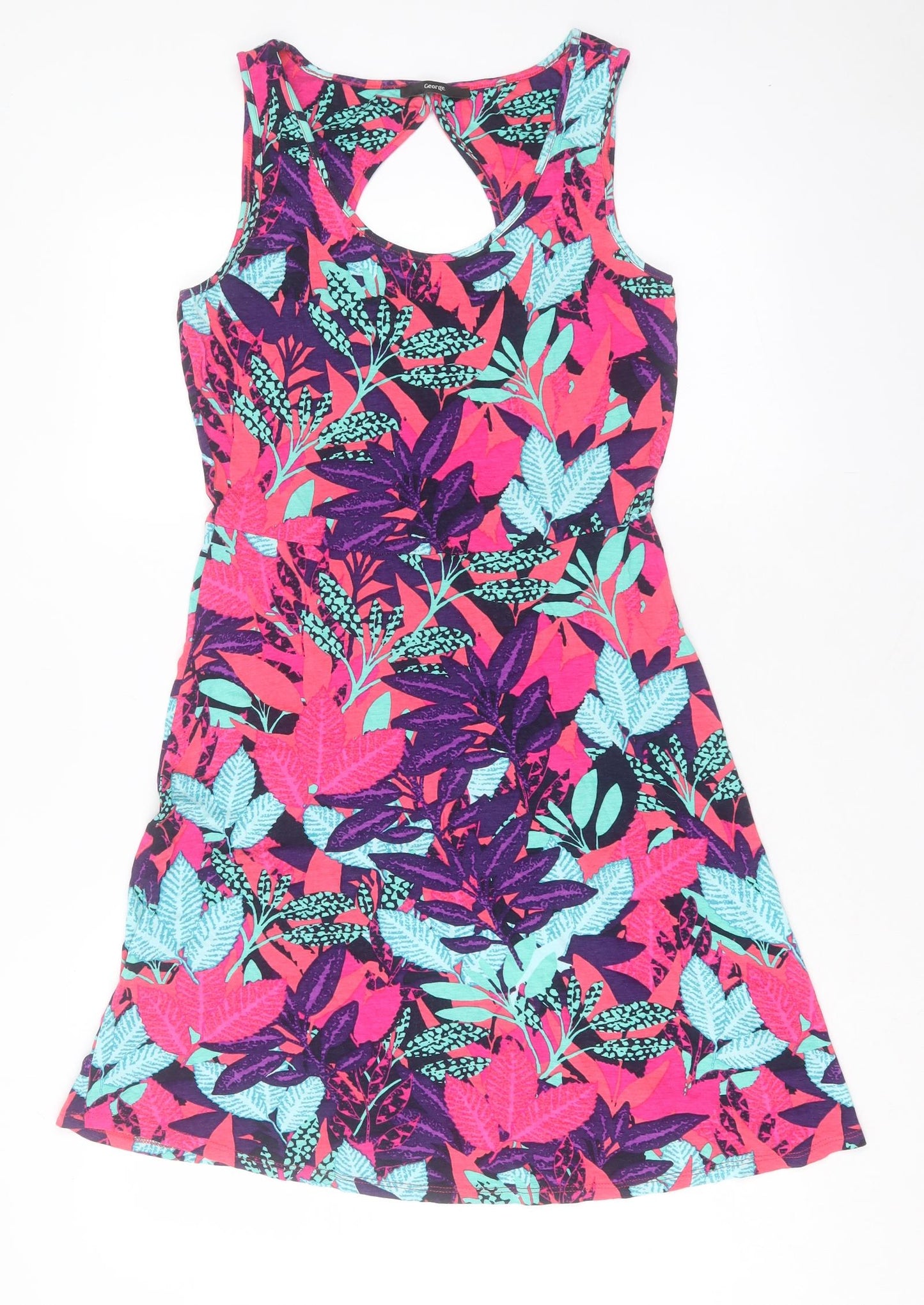 George Womens Pink Floral Viscose A-Line Size 10 Scoop Neck Pullover