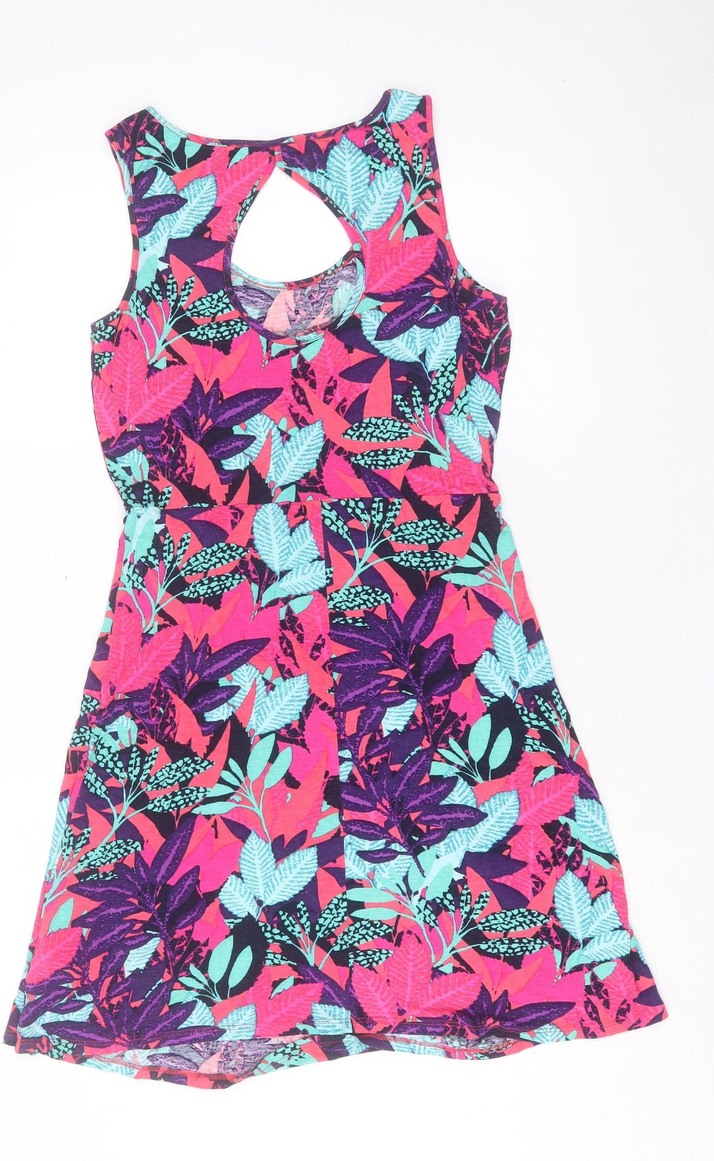 George Womens Pink Floral Viscose A-Line Size 10 Scoop Neck Pullover