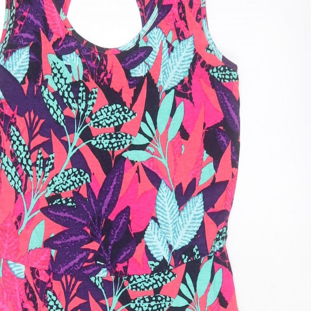 George Womens Pink Floral Viscose A-Line Size 10 Scoop Neck Pullover