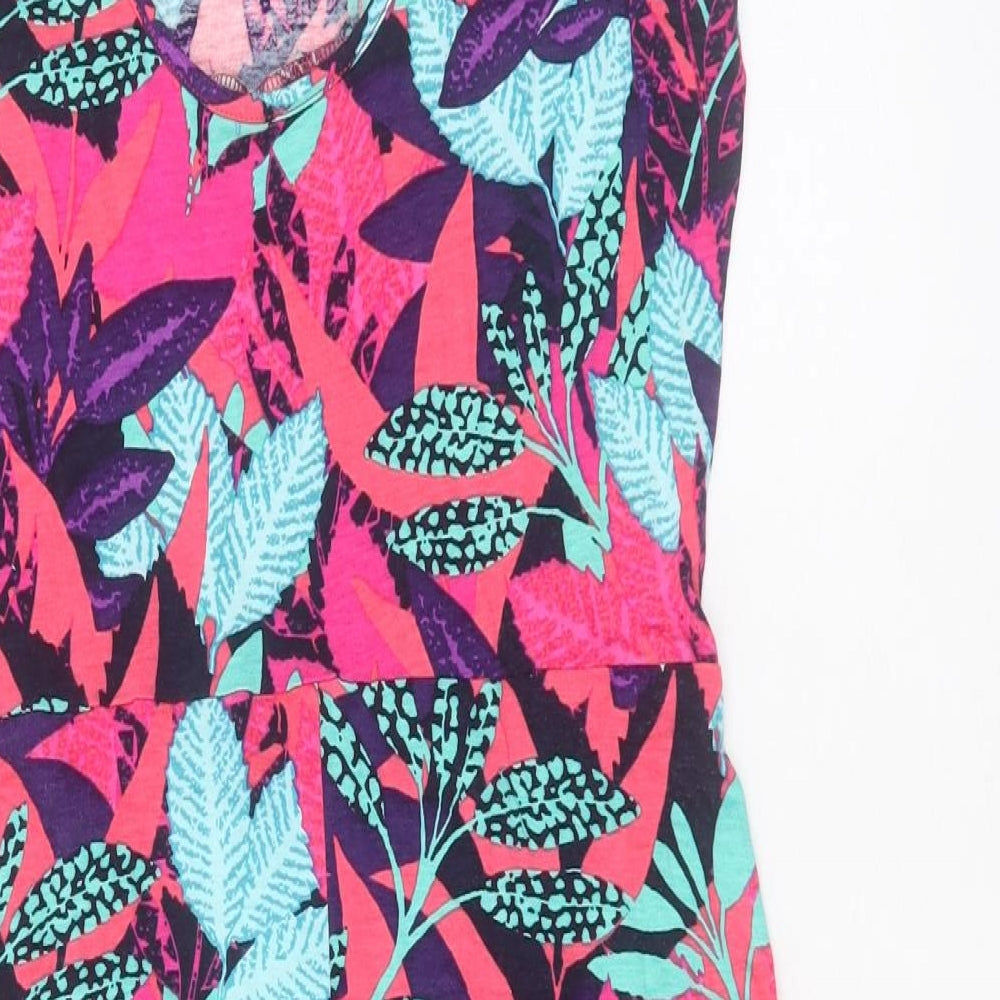 George Womens Pink Floral Viscose A-Line Size 10 Scoop Neck Pullover