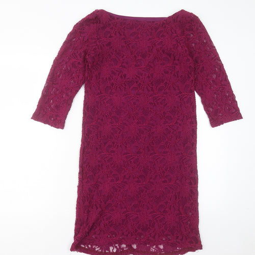 rise Womens Purple Polyester Sheath Size 12 V-Neck Snap