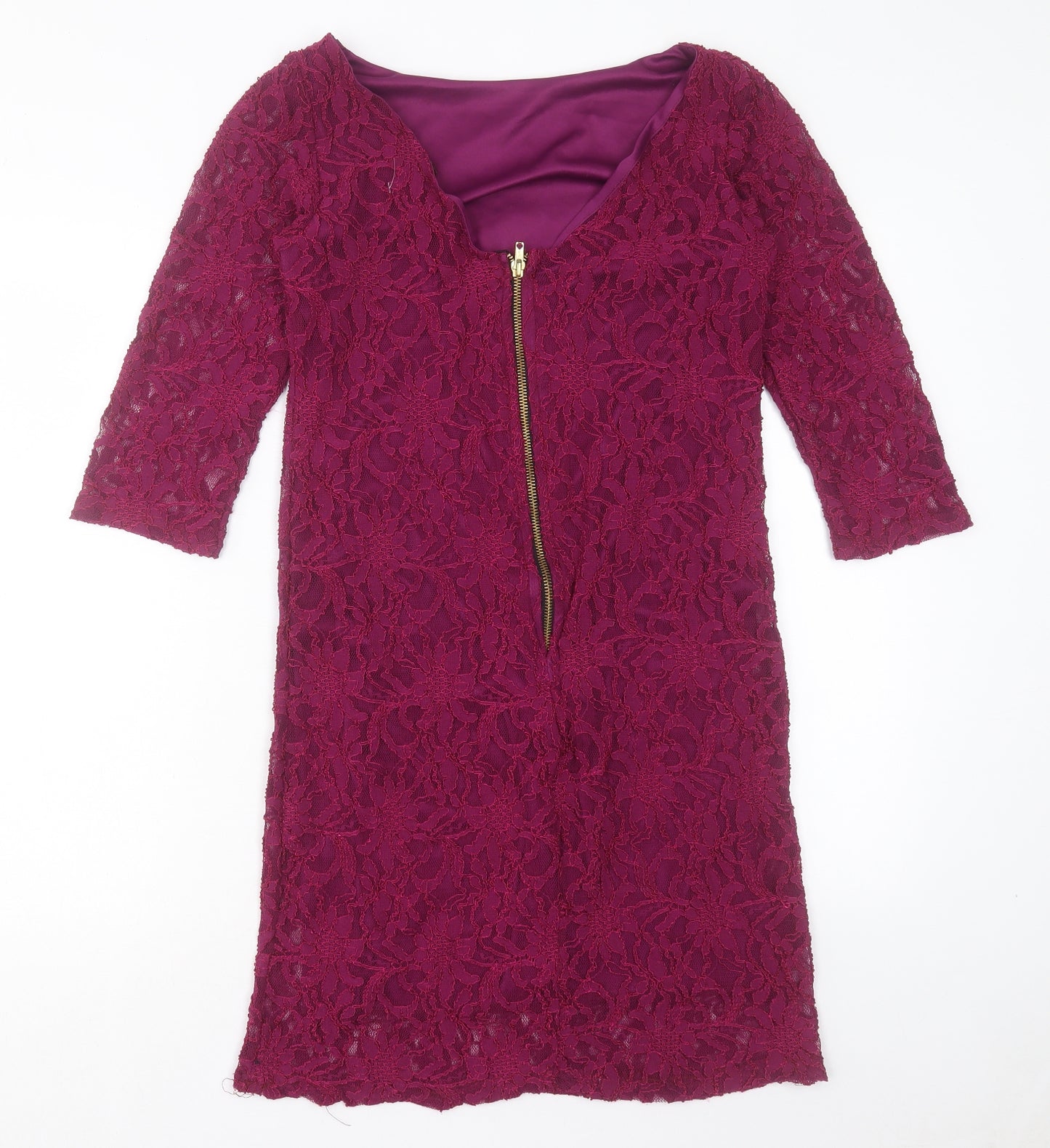 rise Womens Purple Polyester Sheath Size 12 V-Neck Snap
