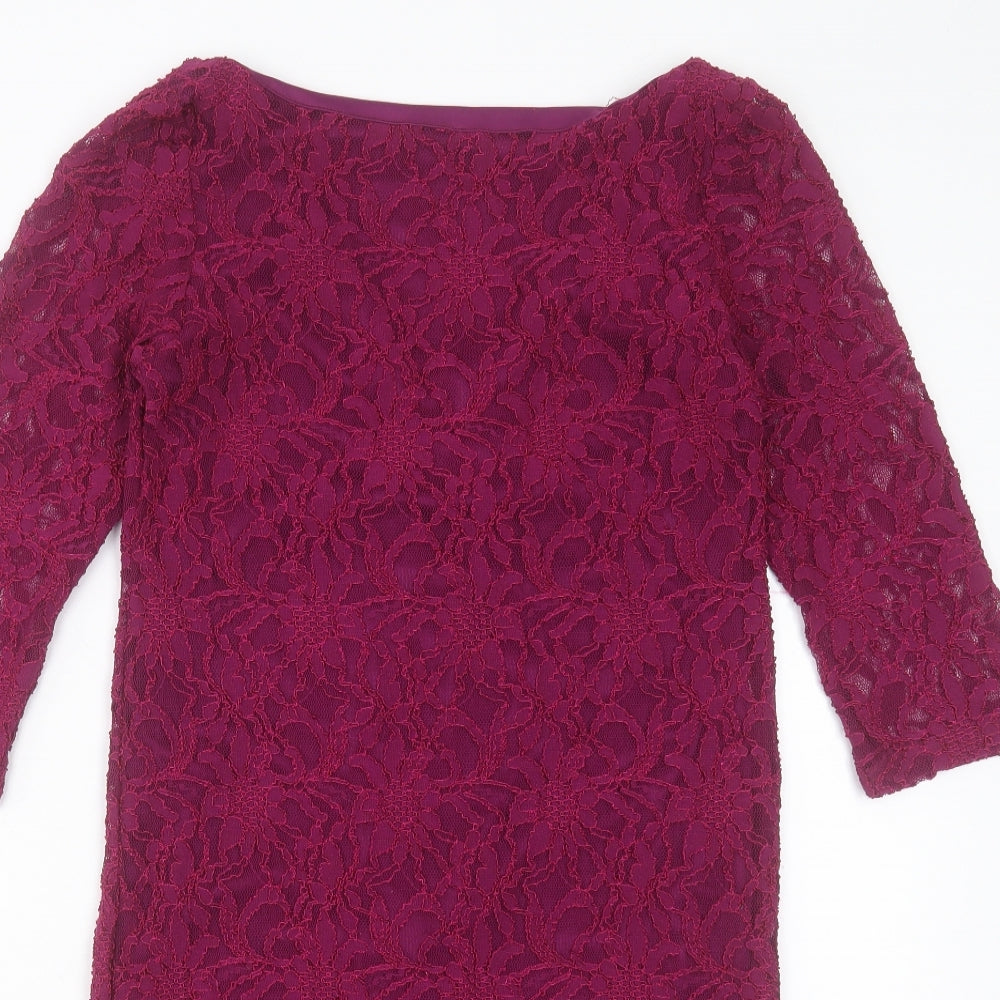 rise Womens Purple Polyester Sheath Size 12 V-Neck Snap