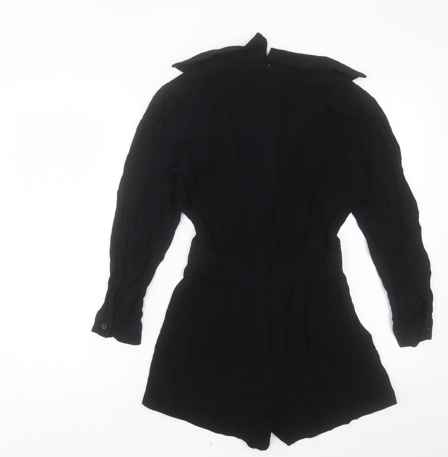 Topshop Womens Black Viscose Playsuit One-Piece Size 8 Zip