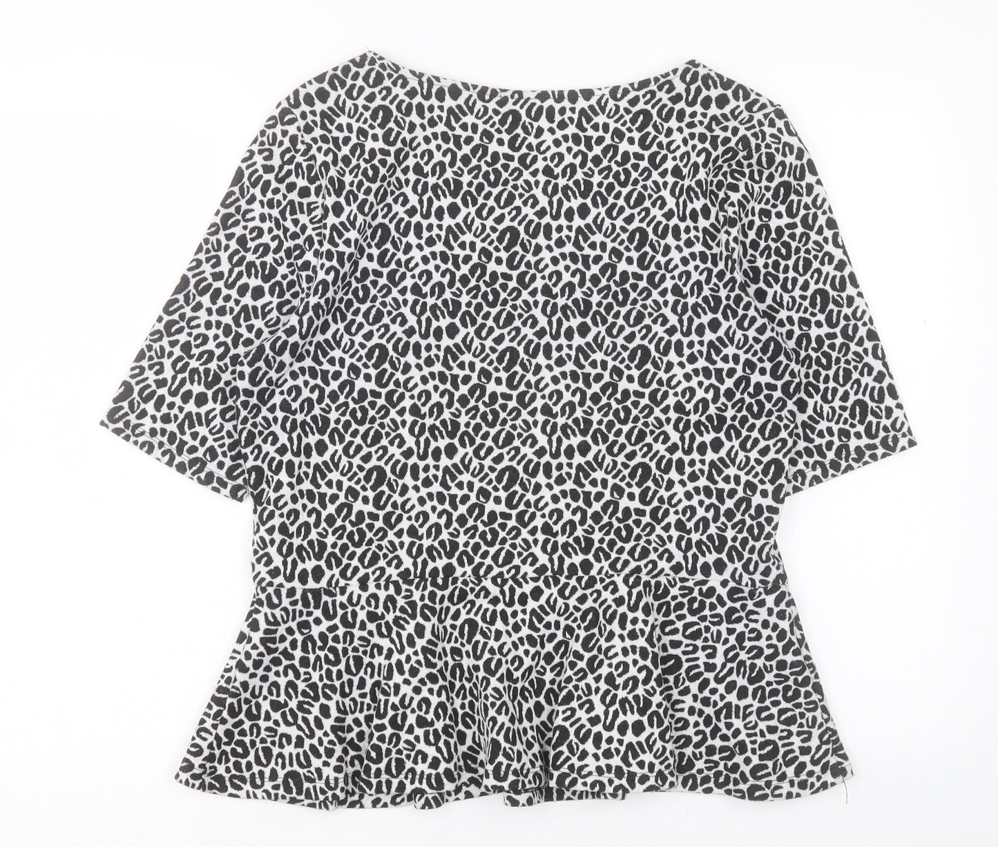 Papaya Womens White Animal Print Polyester Basic T-Shirt Size 16 Crew Neck