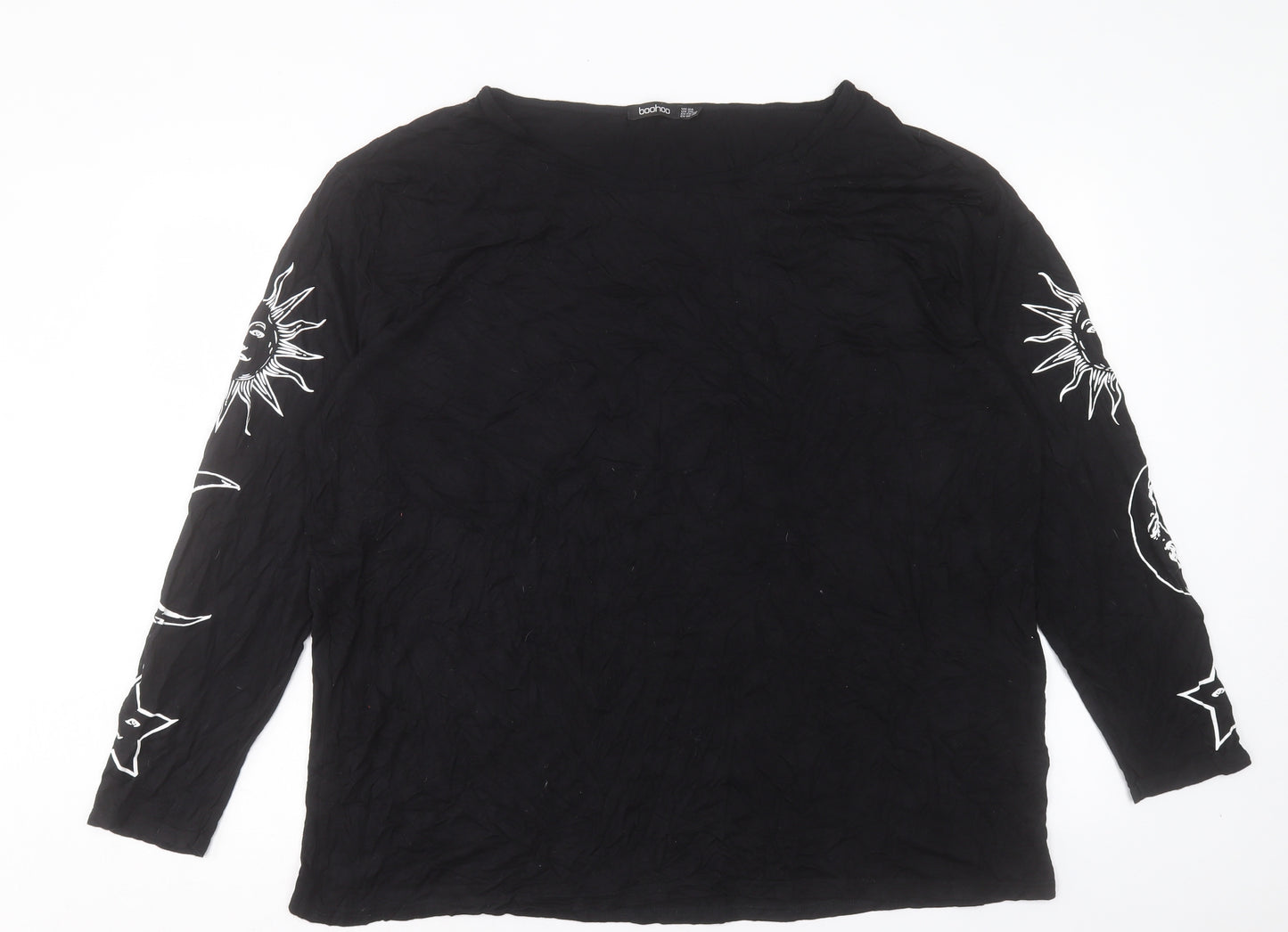 Boohoo Womens Black Viscose Basic T-Shirt Size 24 Crew Neck