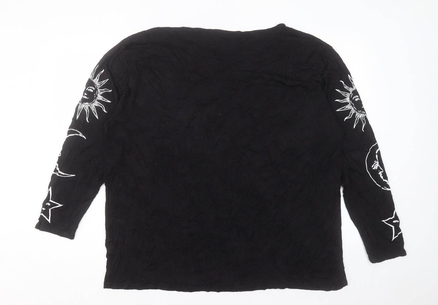 Boohoo Womens Black Viscose Basic T-Shirt Size 24 Crew Neck