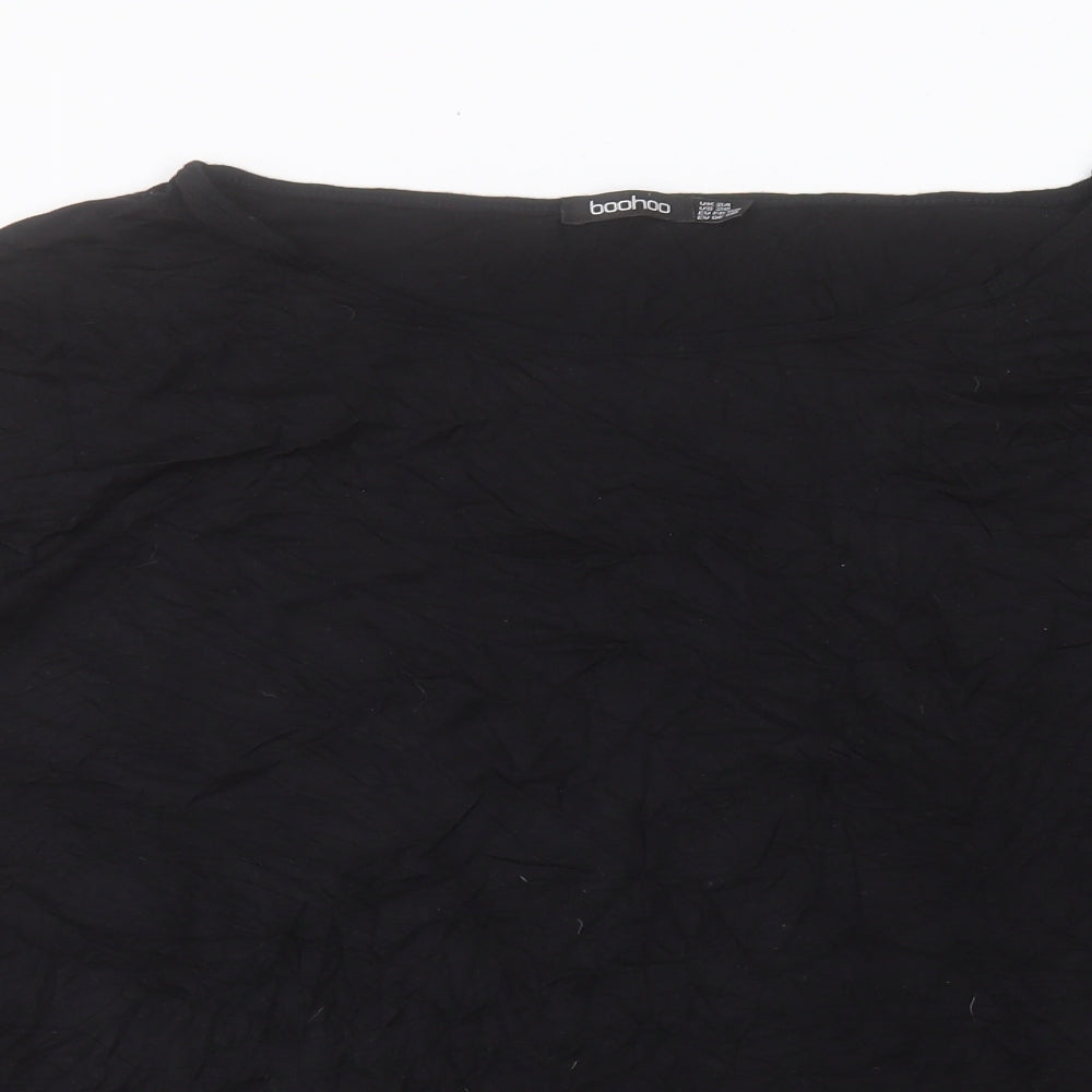 Boohoo Womens Black Viscose Basic T-Shirt Size 24 Crew Neck