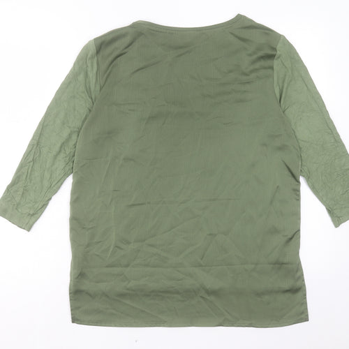 New Look Womens Green Viscose Basic T-Shirt Size 12 Crew Neck - Pocket Detail