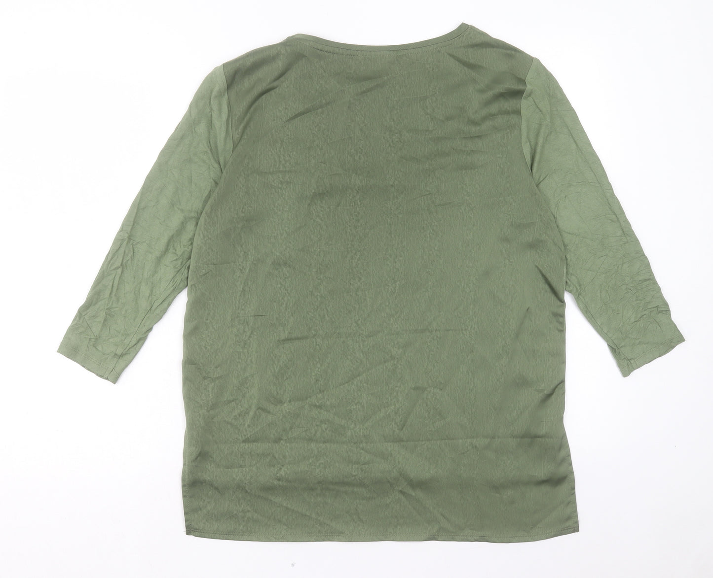 New Look Womens Green Viscose Basic T-Shirt Size 12 Crew Neck - Pocket Detail
