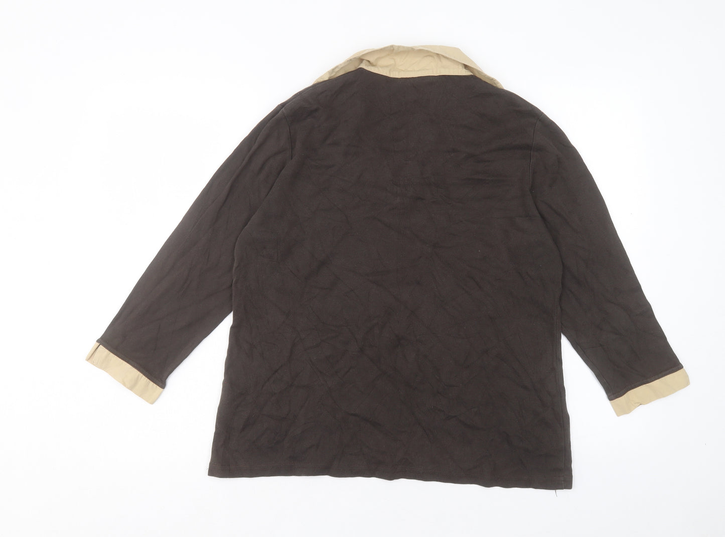CANDA Womens Brown Cotton Basic Polo Size XL Collared