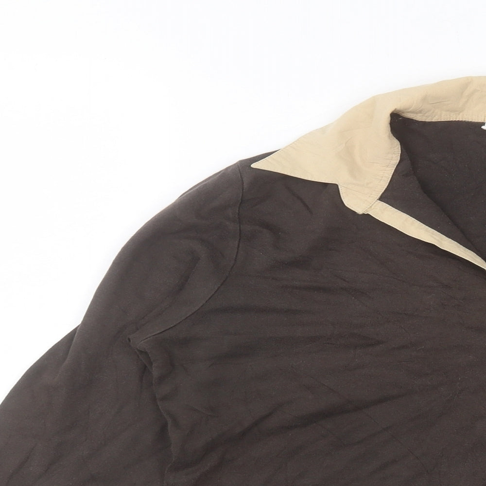 CANDA Womens Brown Cotton Basic Polo Size XL Collared