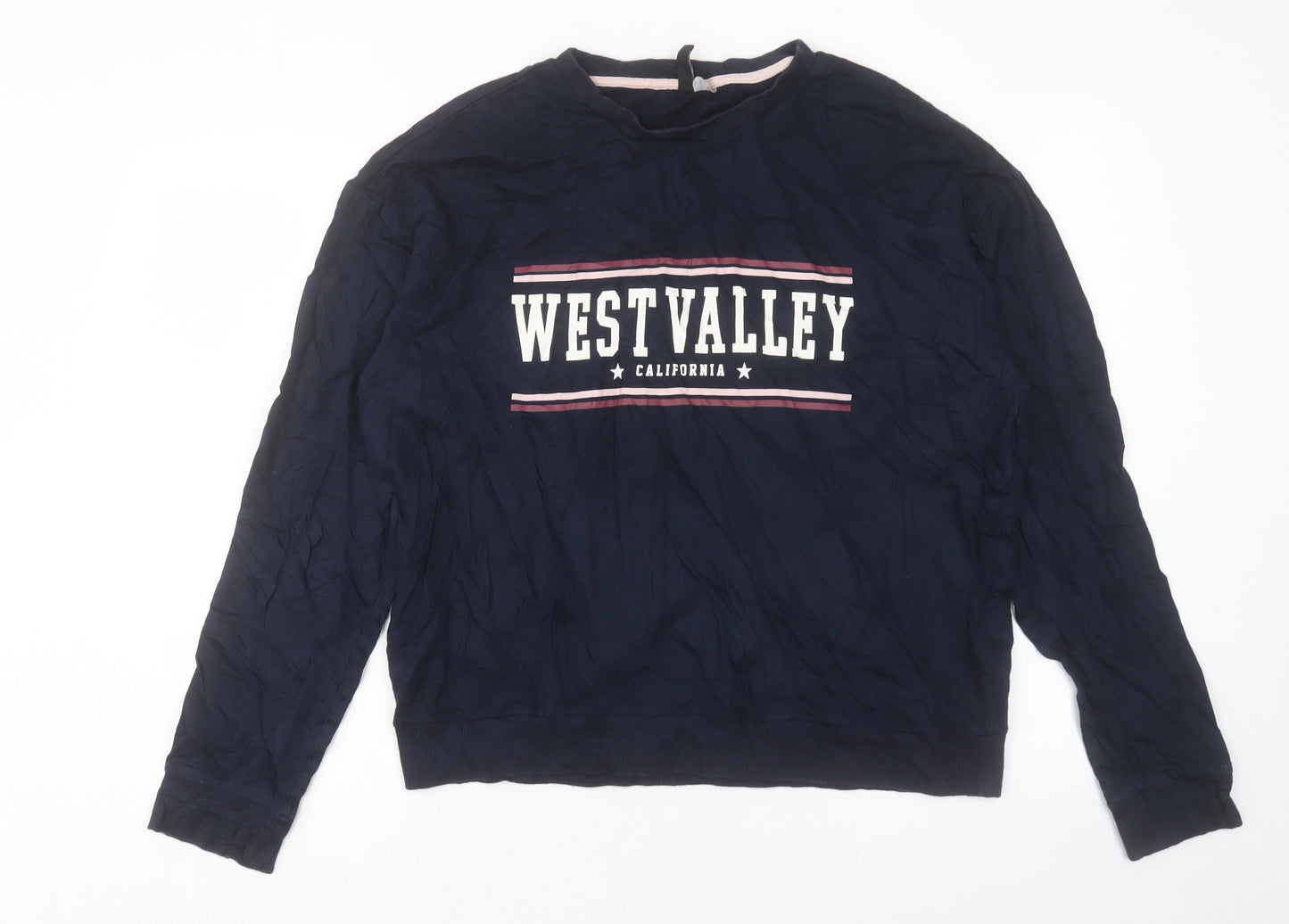 H&M Womens Blue Cotton Basic T-Shirt Size L Crew Neck - West Valley
