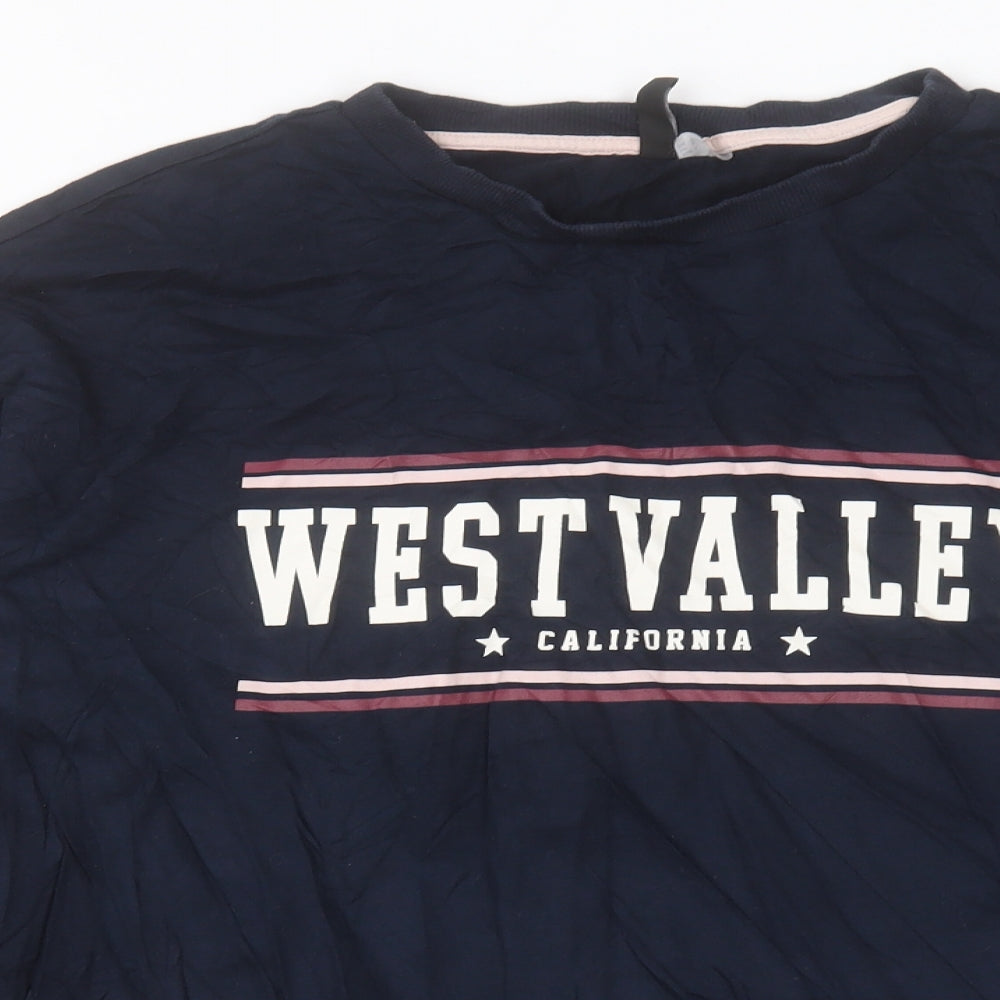H&M Womens Blue Cotton Basic T-Shirt Size L Crew Neck - West Valley