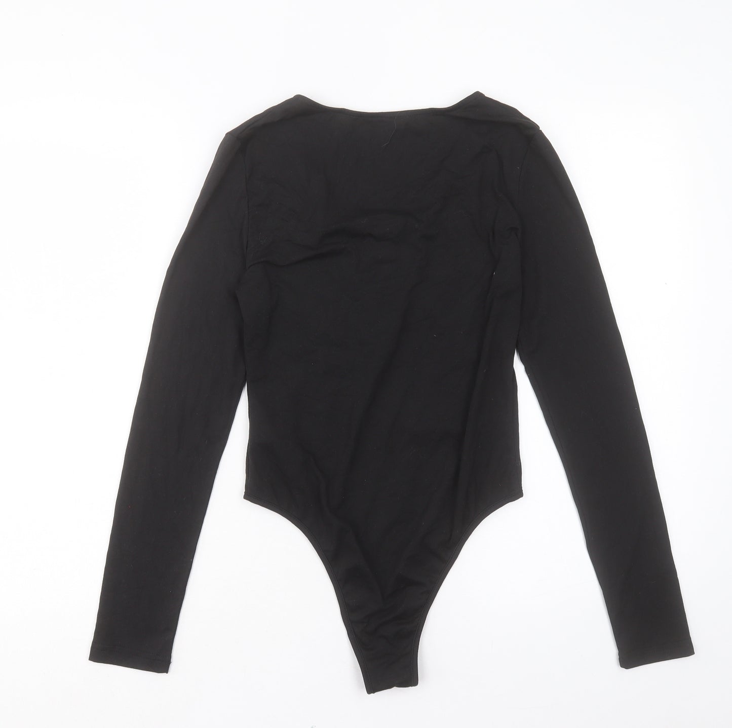 SheIn Womens Black Polyester Bodysuit One-Piece Size S Snap