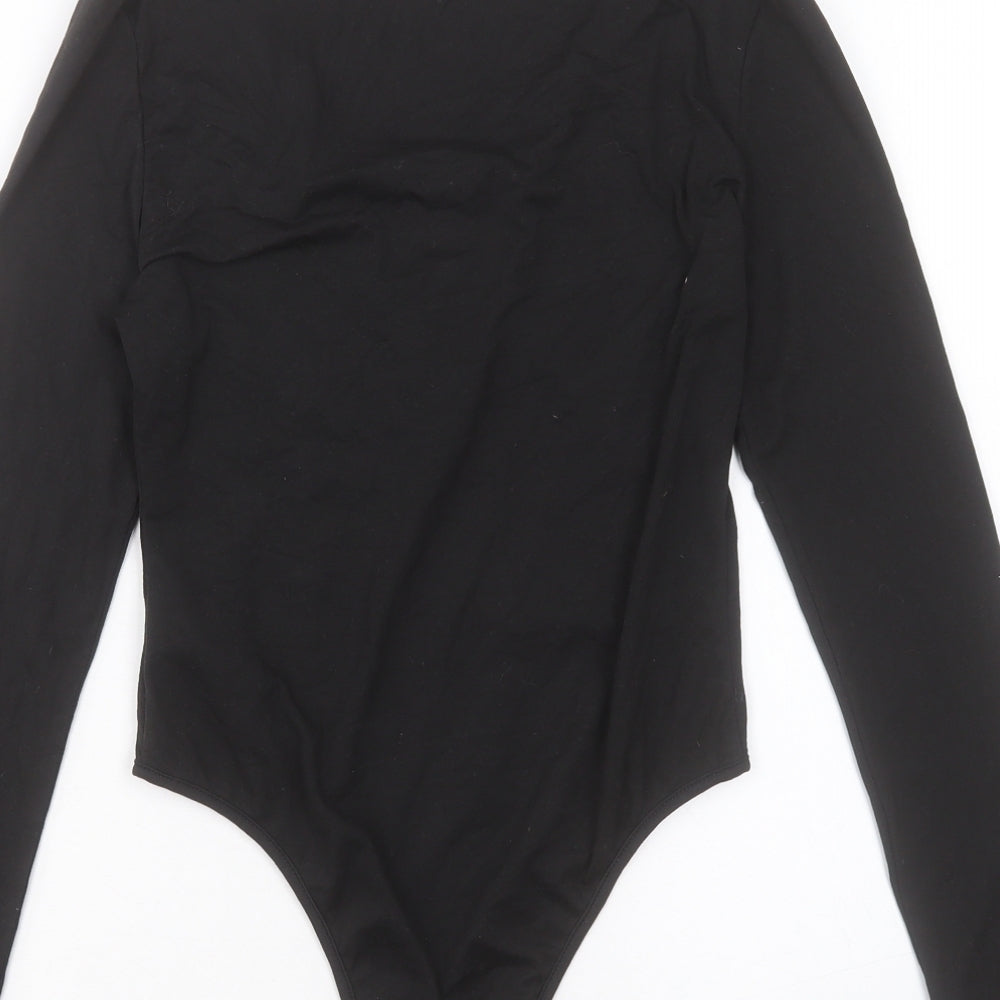 SheIn Womens Black Polyester Bodysuit One-Piece Size S Snap