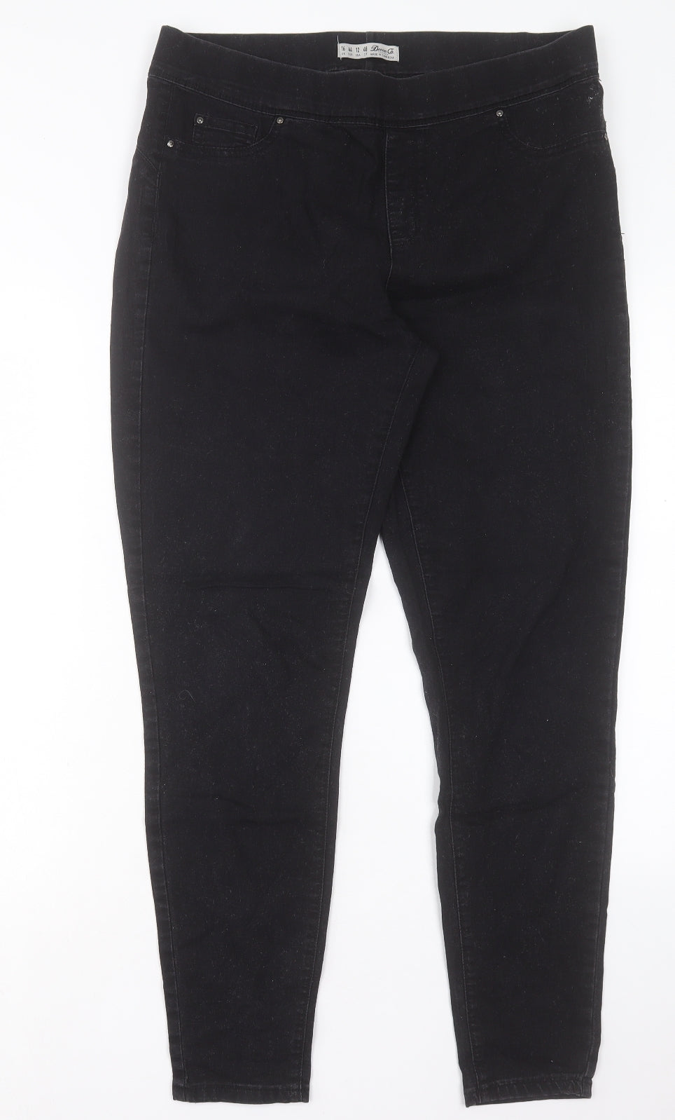 Denim & Co. Womens Black Cotton Jegging Trousers Size 16 L29 in Regular