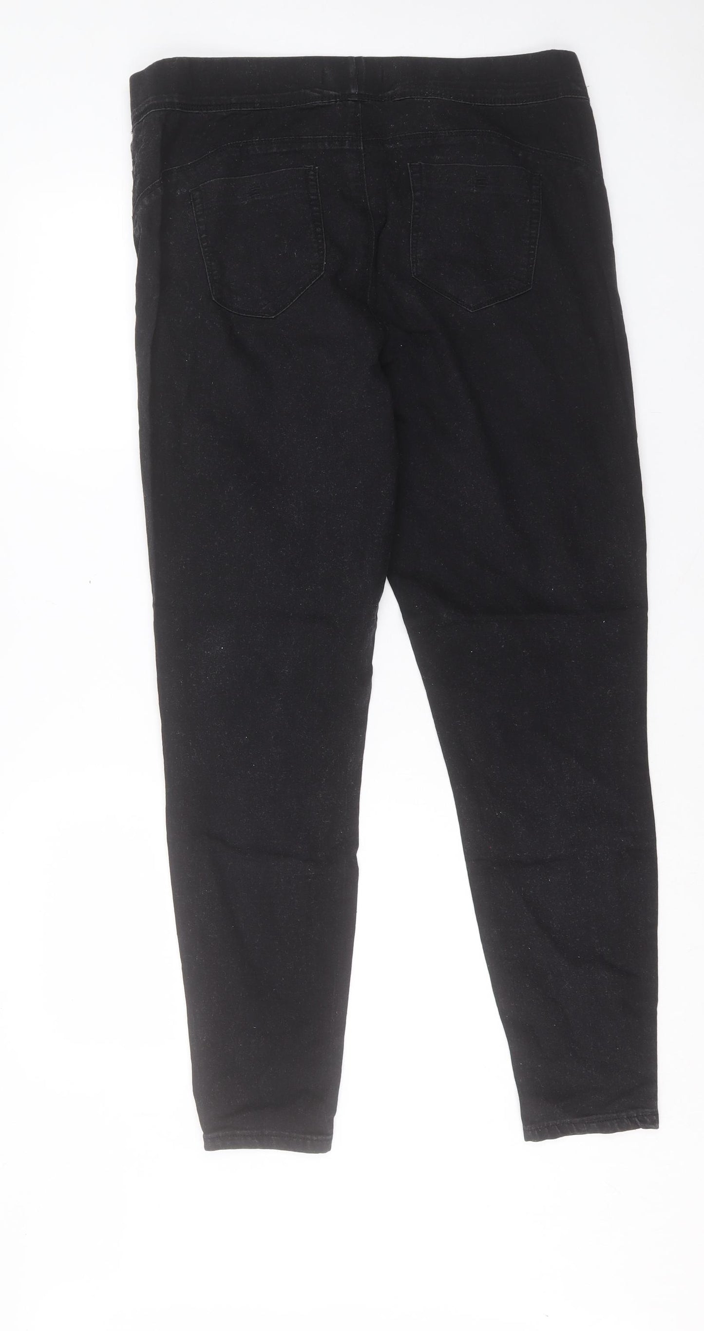 Denim & Co. Womens Black Cotton Jegging Trousers Size 16 L29 in Regular