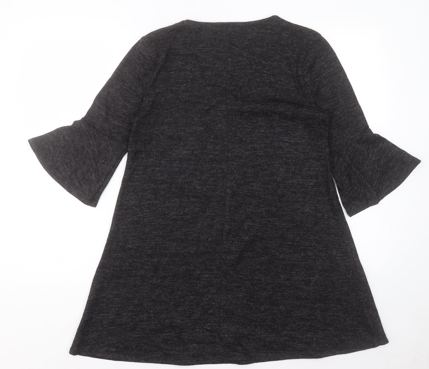 Matalan Womens Grey Polyester Jumper Dress Size 12 V-Neck Pullover