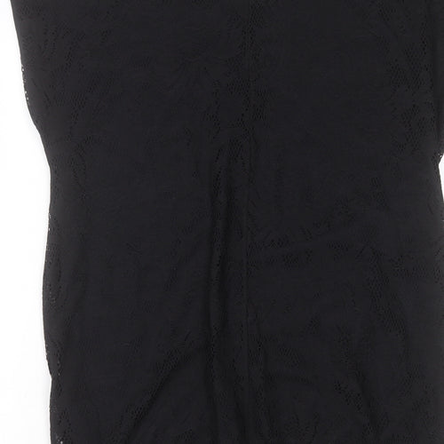 DINA DESS Womens Black Polyester Tunic Tank Size L Boat Neck