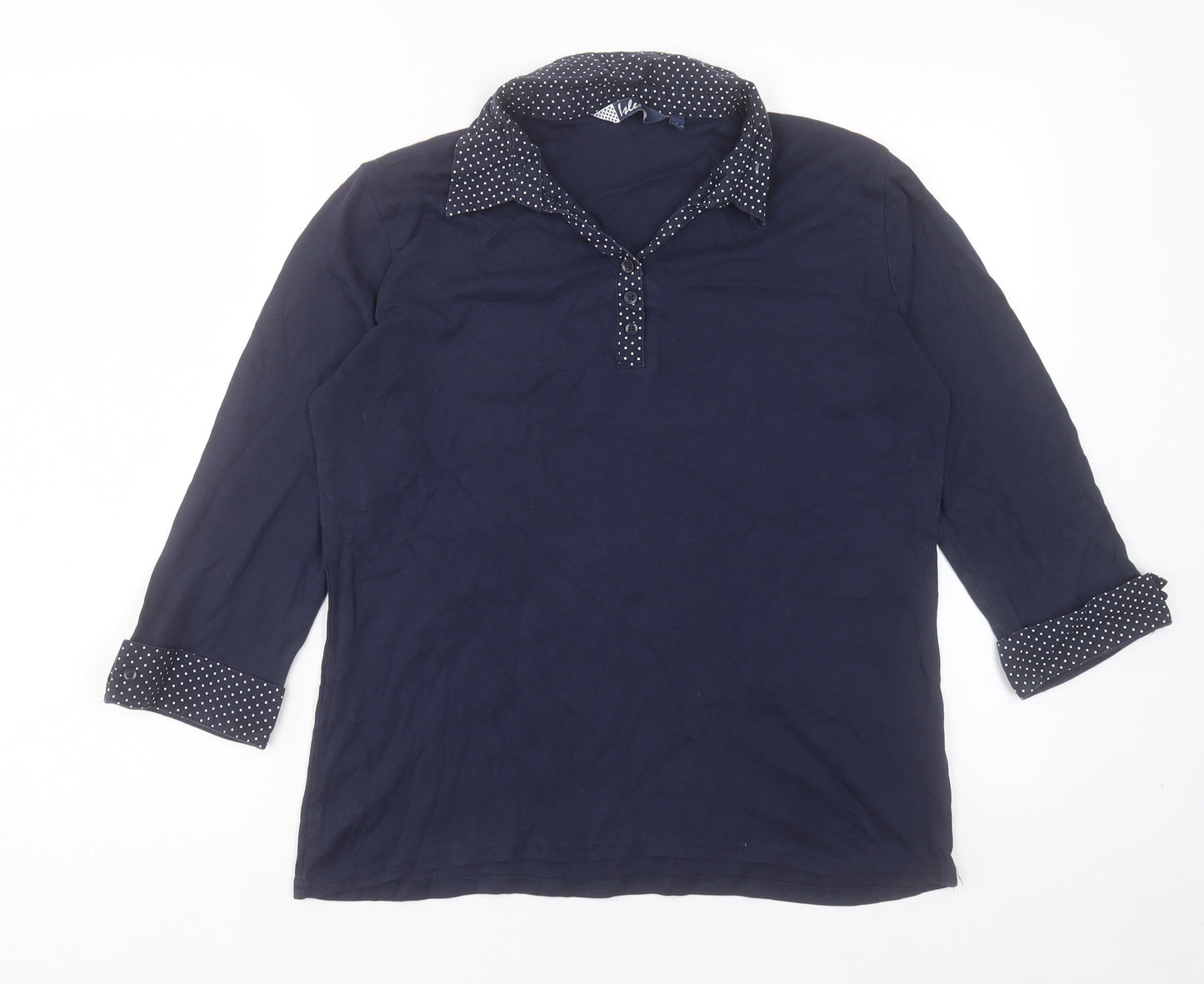 EWM Womens Blue Cotton Basic Polo Size L Collared - Size 18-20