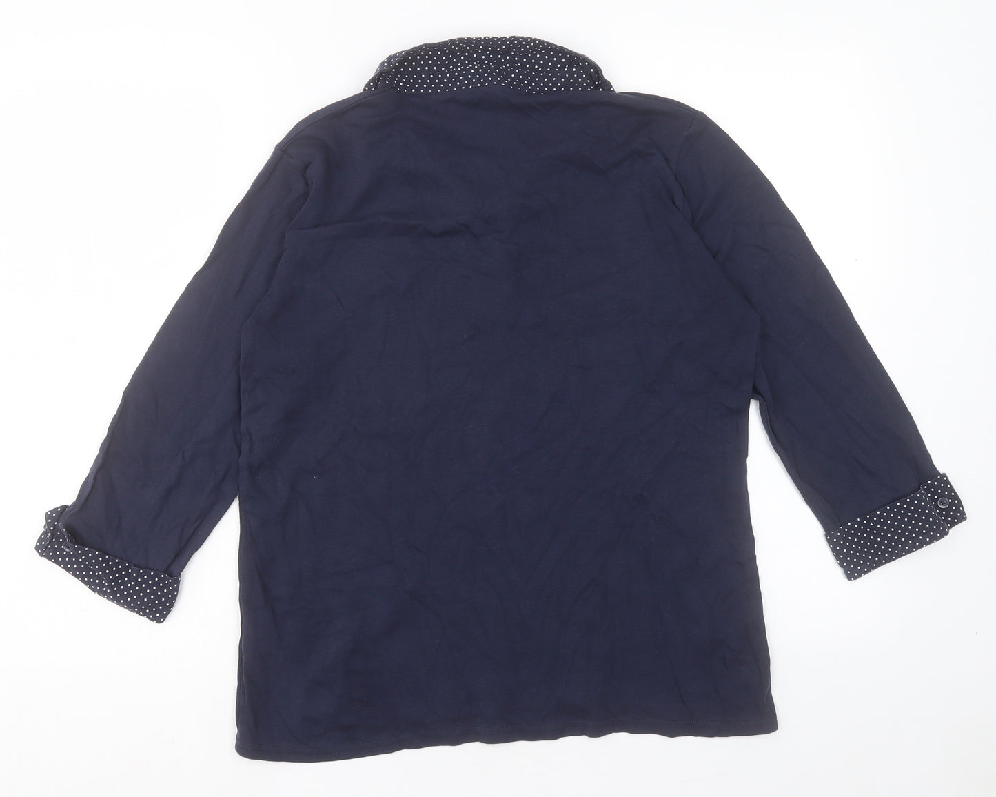 EWM Womens Blue Cotton Basic Polo Size L Collared - Size 18-20