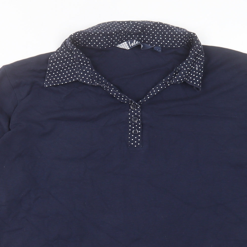 EWM Womens Blue Cotton Basic Polo Size L Collared - Size 18-20