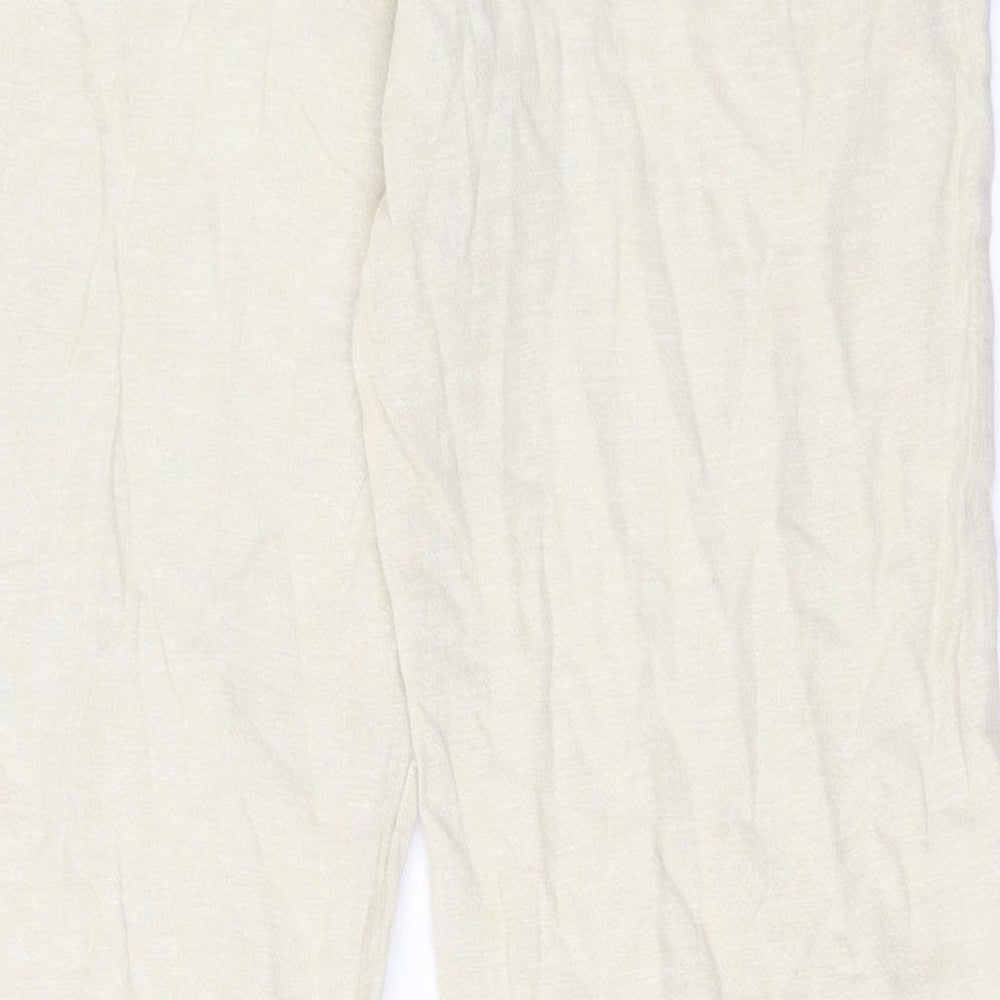 TU Womens Beige Linen Trousers Size 12 L32 in Regular Button