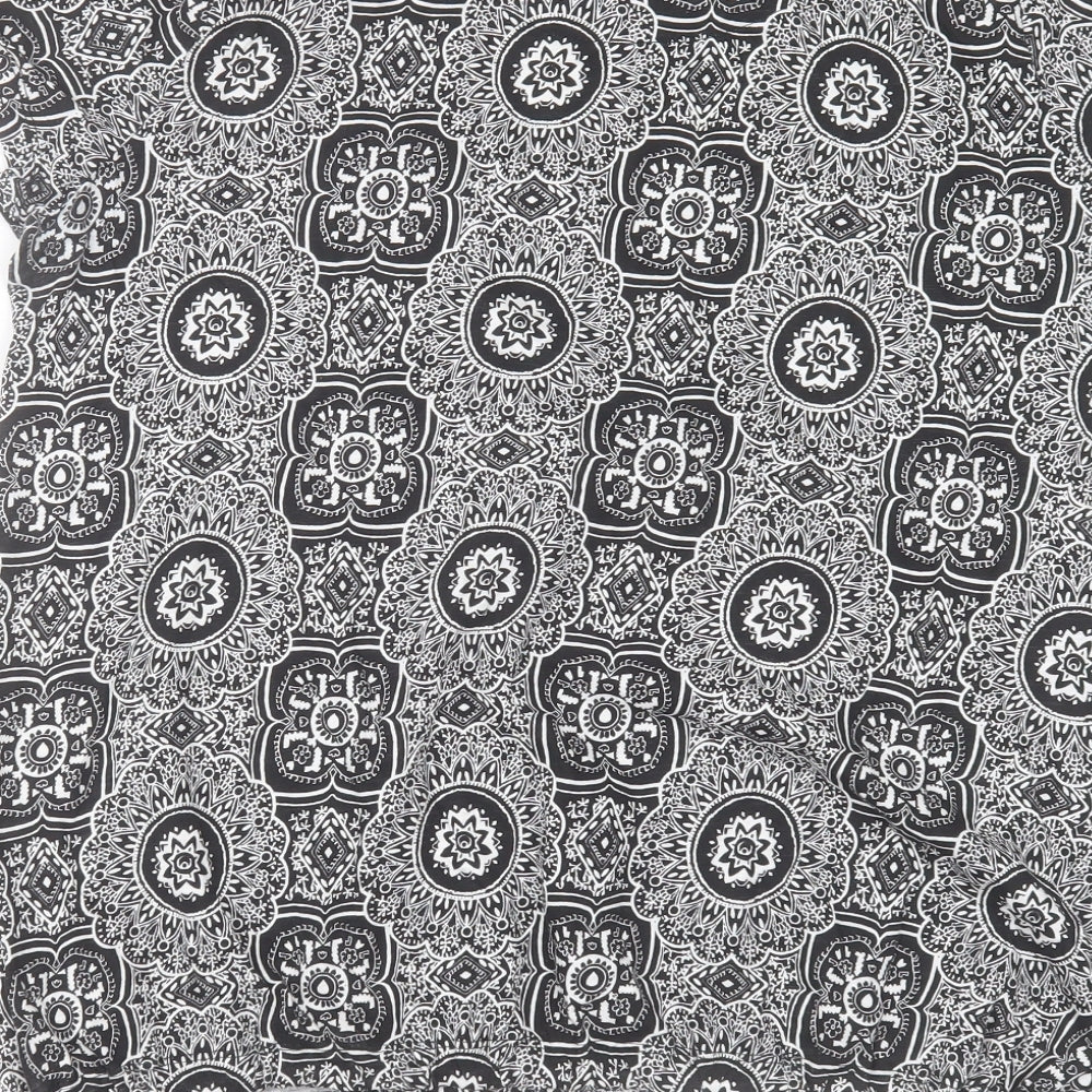 George Womens Black Geometric Cotton Basic T-Shirt Size 14 Crew Neck