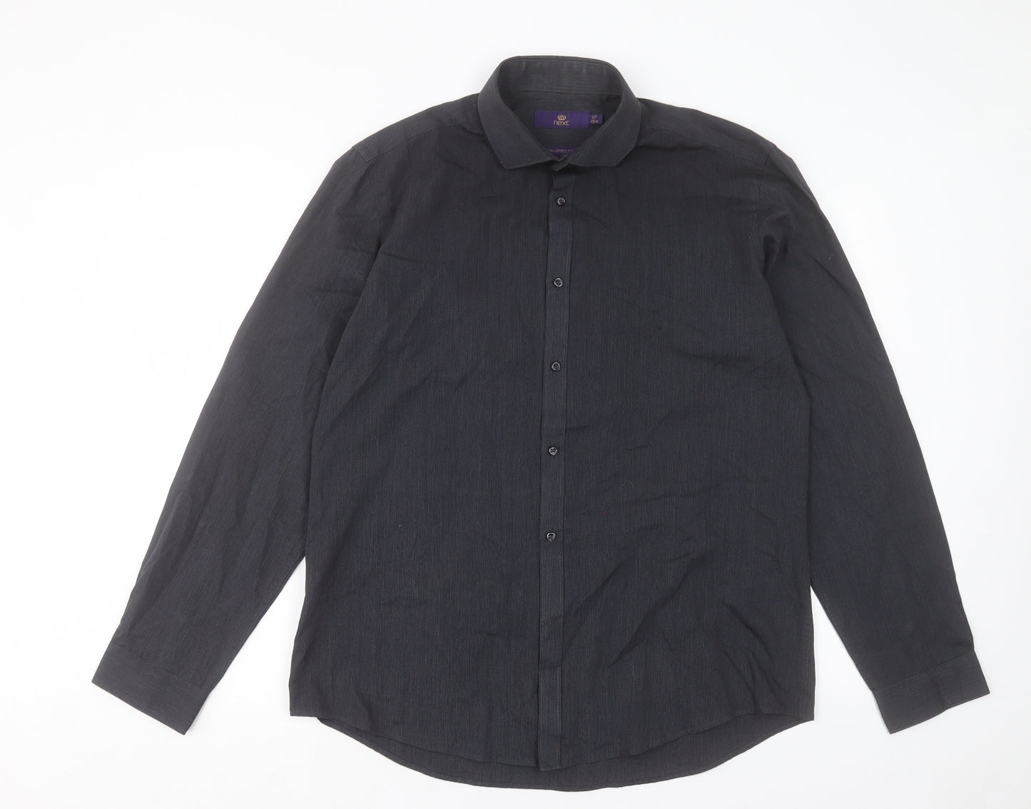 NEXT Mens Grey Polyester Dress Shirt Size 17 Collared Button - Tailored Fit