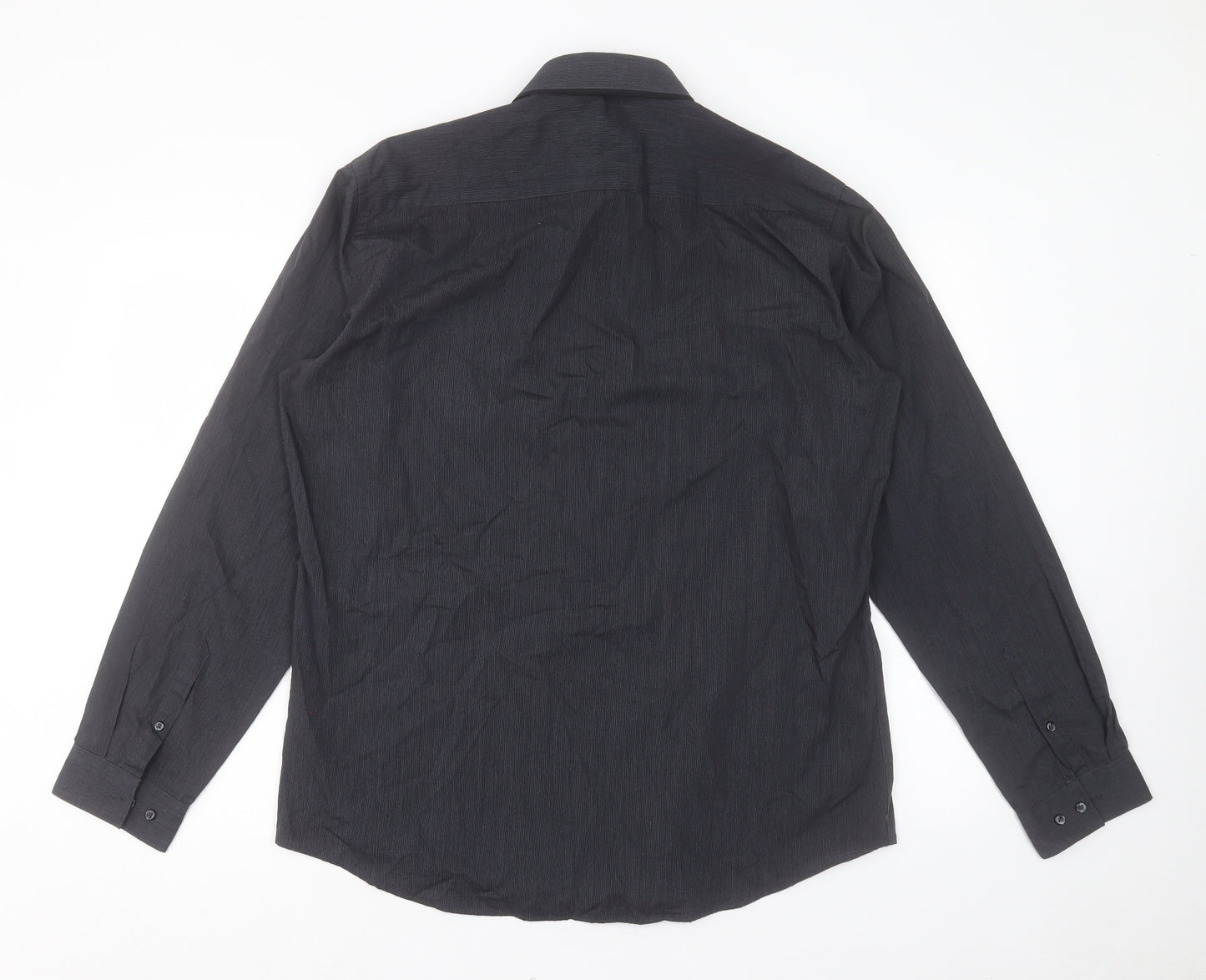 NEXT Mens Grey Polyester Dress Shirt Size 17 Collared Button - Tailored Fit