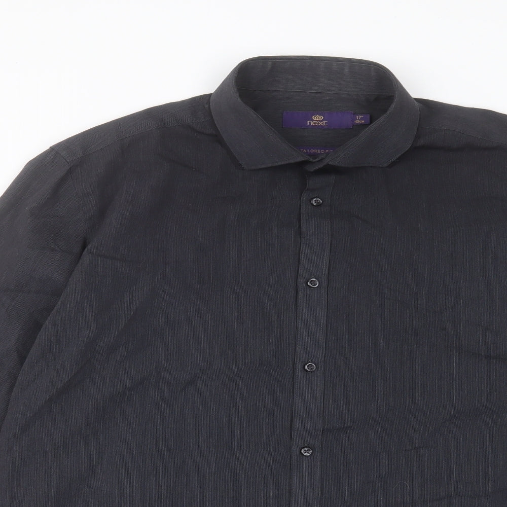 NEXT Mens Grey Polyester Dress Shirt Size 17 Collared Button - Tailored Fit