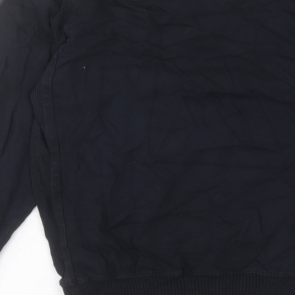 Zara Mens Black V-Neck Cotton Pullover Jumper Size L