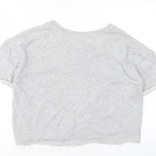 Atmosphere Womens Grey Cotton Cropped T-Shirt Size 10 Crew Neck - NYC