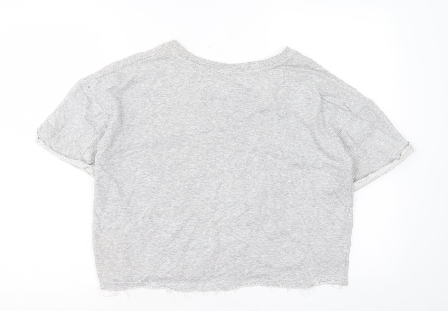 Atmosphere Womens Grey Cotton Cropped T-Shirt Size 10 Crew Neck - NYC