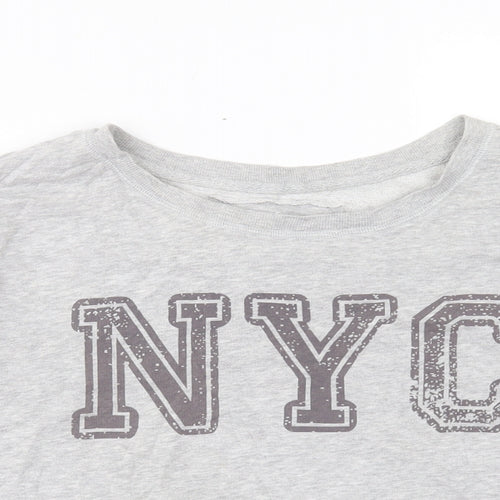 Atmosphere Womens Grey Cotton Cropped T-Shirt Size 10 Crew Neck - NYC