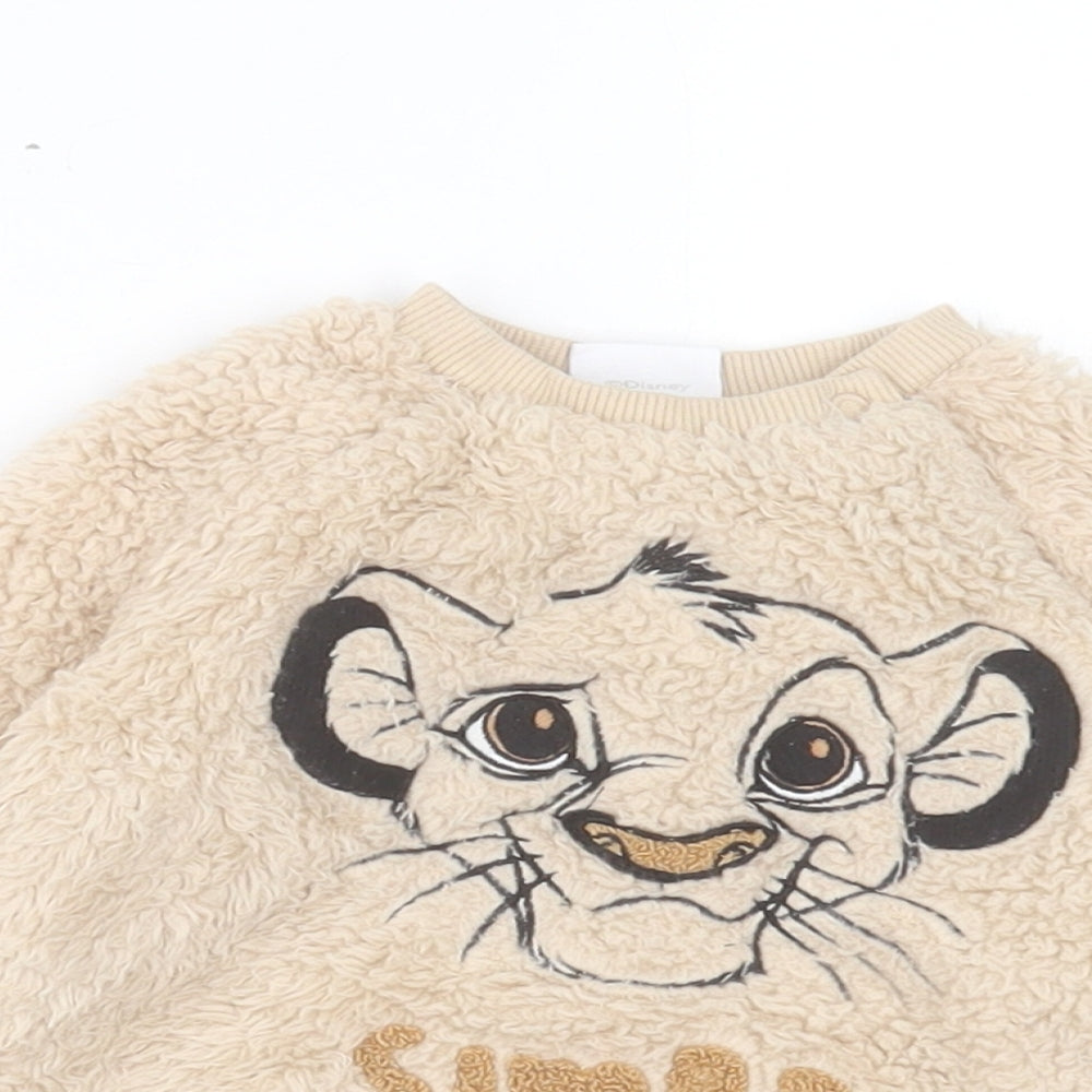 F&F Baby Brown Polyester Pullover Jumper Size 3-6 Months Button - The Lion King