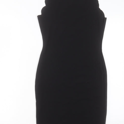 Boohoo Womens Black Polyester Bodycon Size 8 V-Neck Pullover