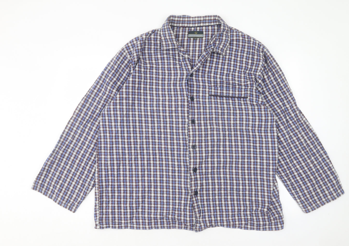 Lincoln Mens Blue Plaid Cotton Button-Up Size 2XL Collared Button - Pocket Detail