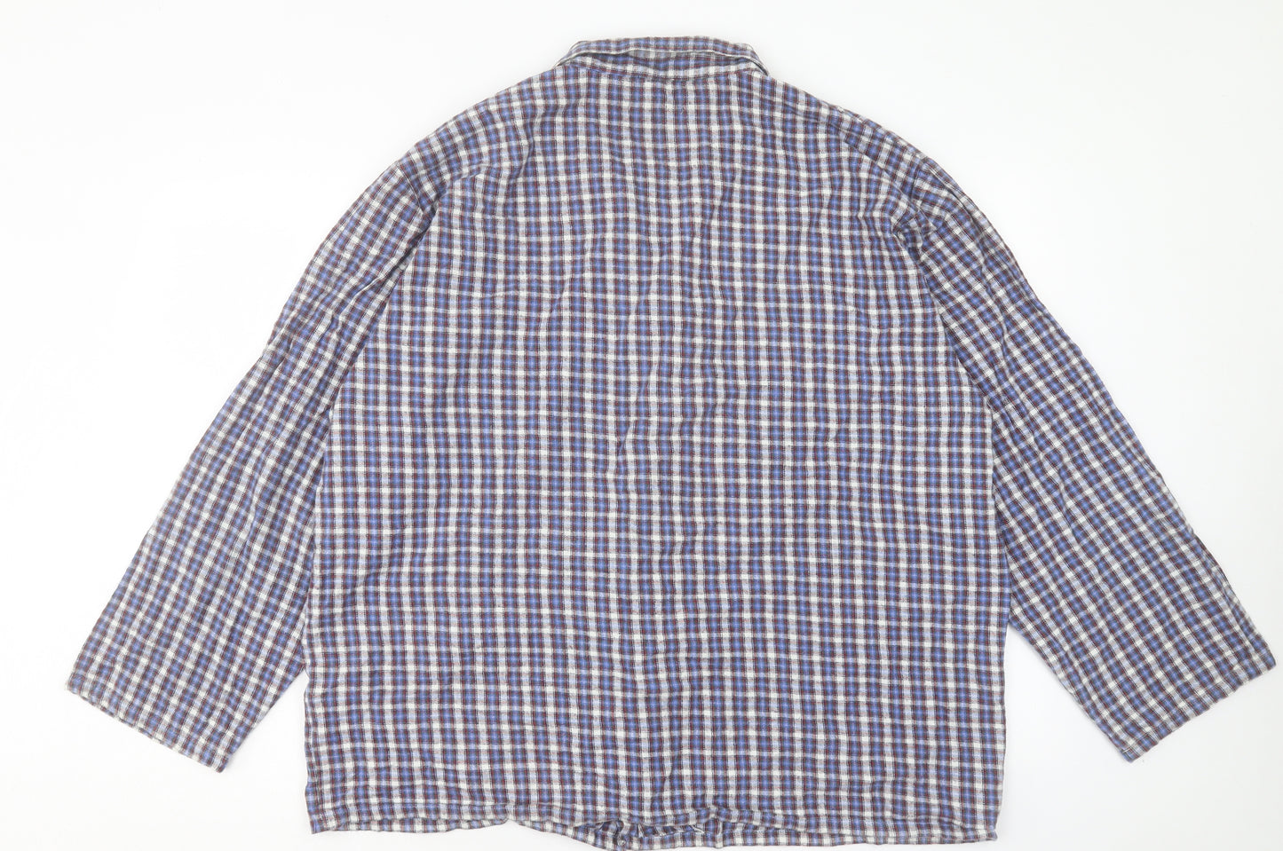 Lincoln Mens Blue Plaid Cotton Button-Up Size 2XL Collared Button - Pocket Detail