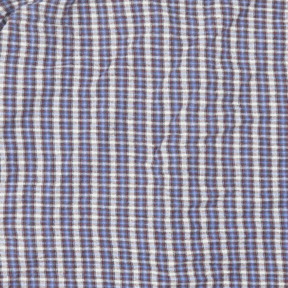 Lincoln Mens Blue Plaid Cotton Button-Up Size 2XL Collared Button - Pocket Detail