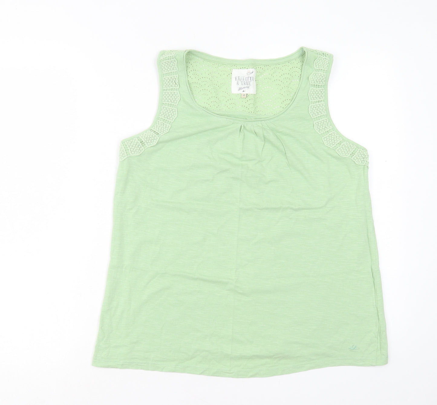 MANTARAY PRODUCTS Womens Green Cotton Basic Tank Size 12 Scoop Neck