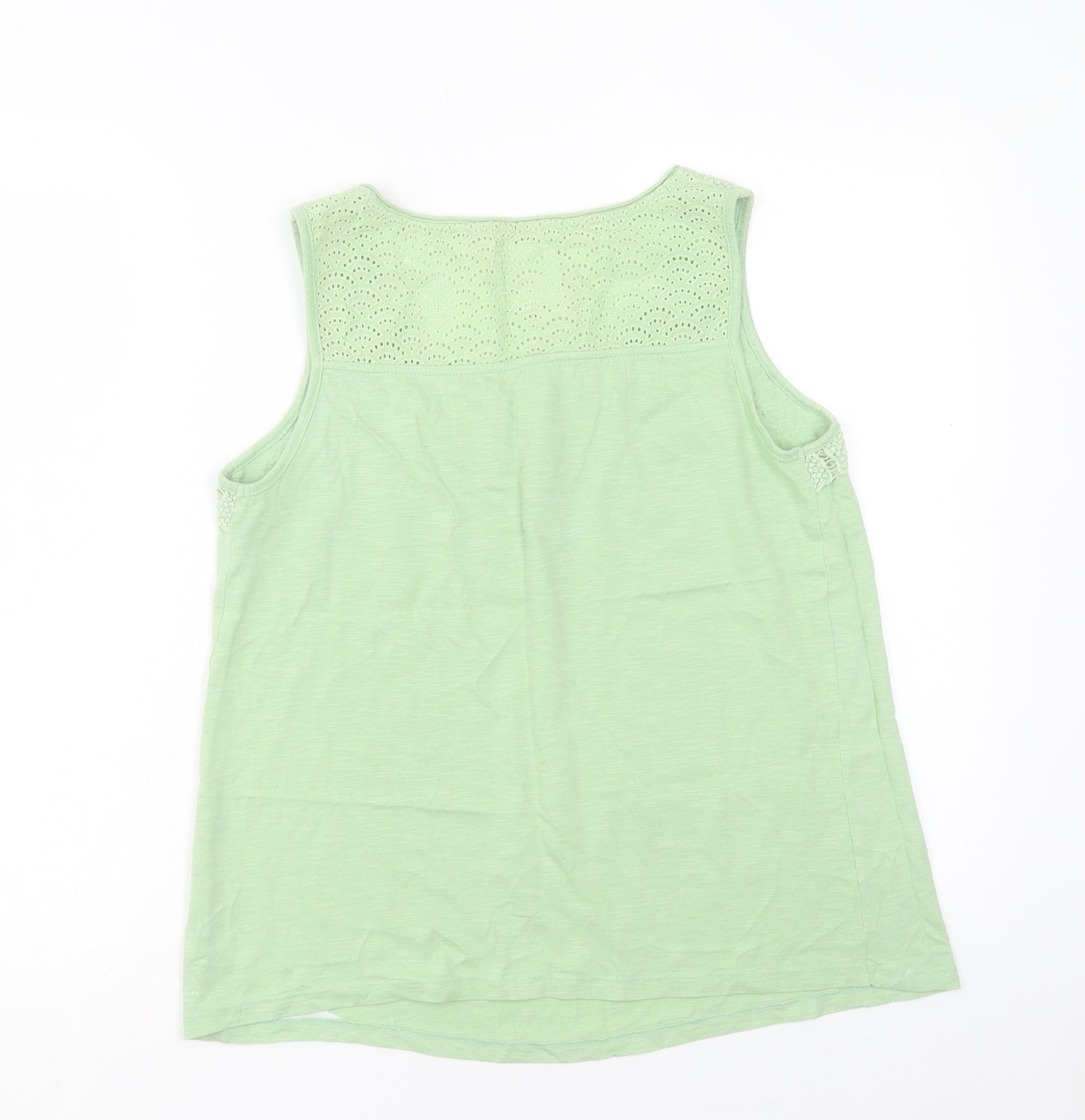 MANTARAY PRODUCTS Womens Green Cotton Basic Tank Size 12 Scoop Neck