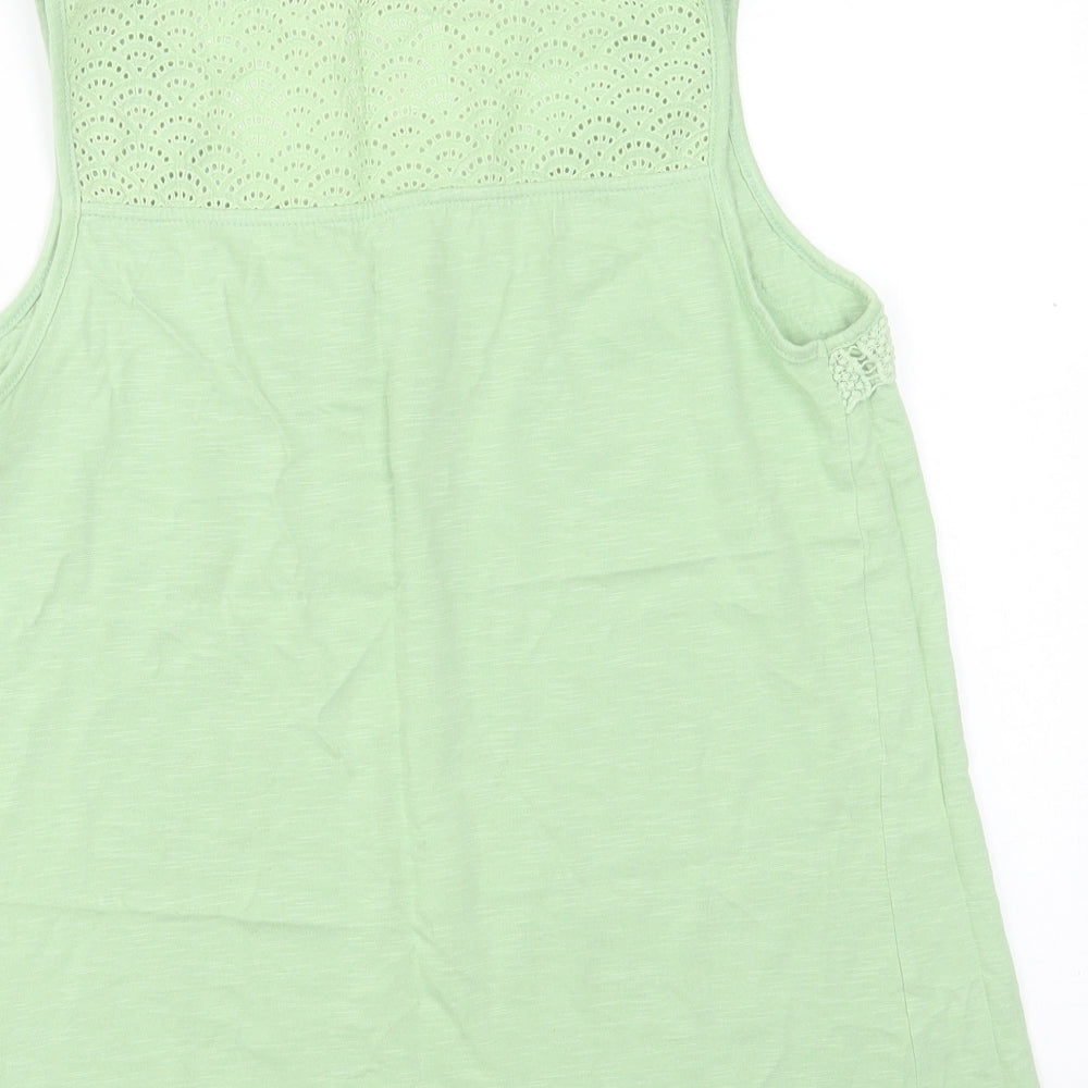 MANTARAY PRODUCTS Womens Green Cotton Basic Tank Size 12 Scoop Neck