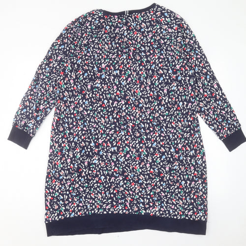 Joules Womens Multicoloured Geometric Cotton Jumper Dress Size 18 Crew Neck Pullover