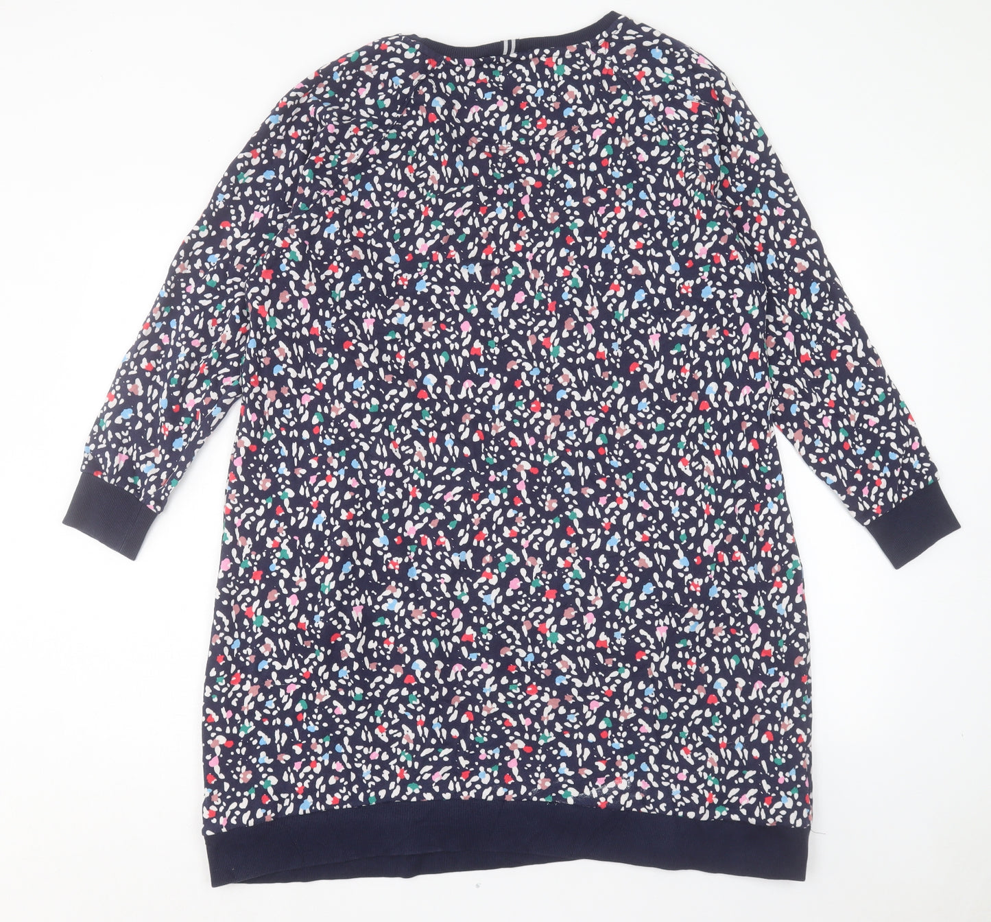 Joules Womens Multicoloured Geometric Cotton Jumper Dress Size 18 Crew Neck Pullover