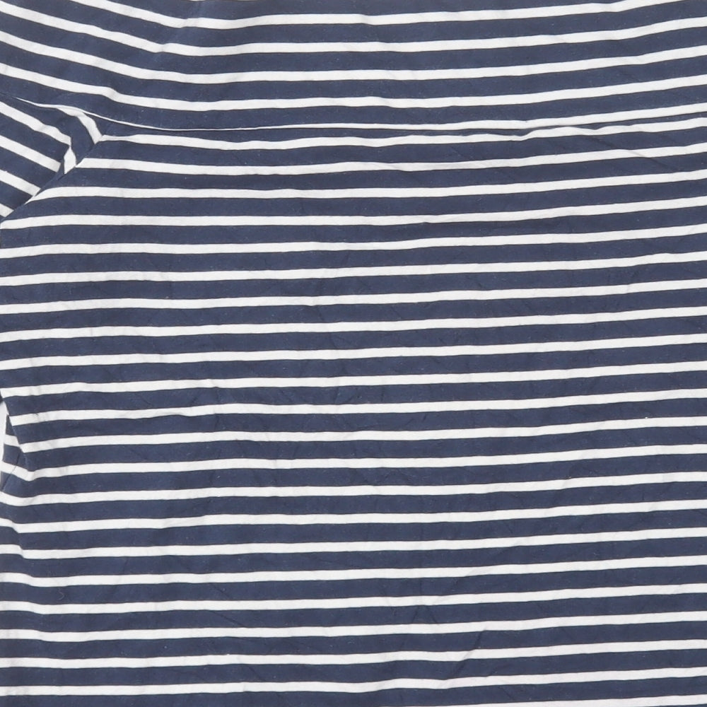 George Womens Blue Striped Cotton Basic T-Shirt Size 12 Boat Neck