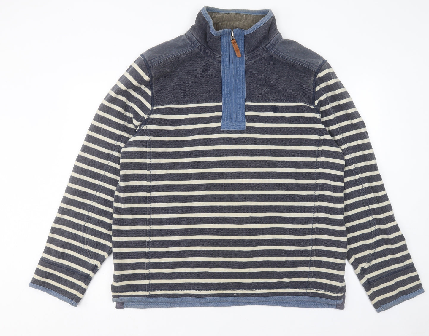 Fat Face Mens Blue Striped Cotton Pullover Sweatshirt Size L