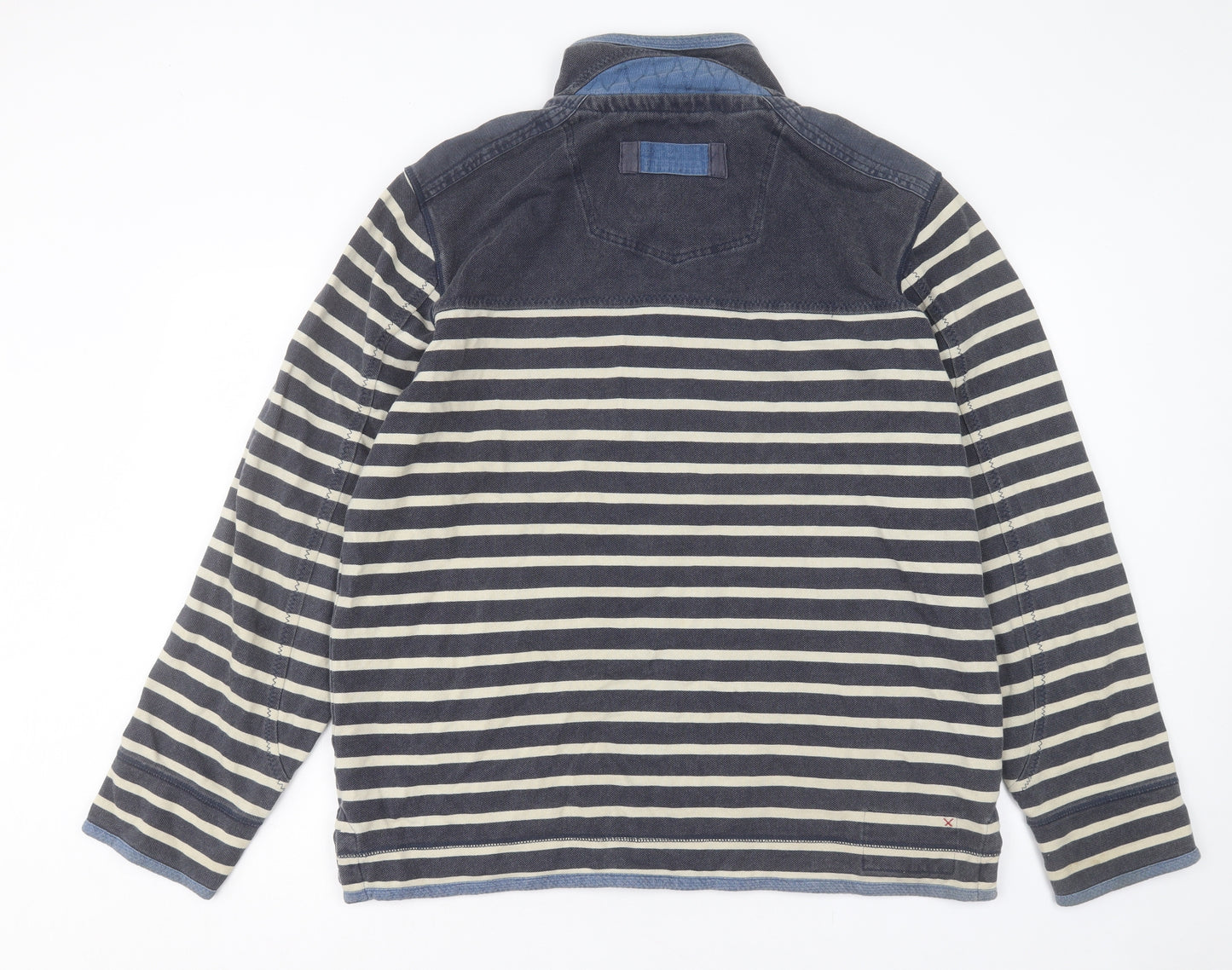 Fat Face Mens Blue Striped Cotton Pullover Sweatshirt Size L