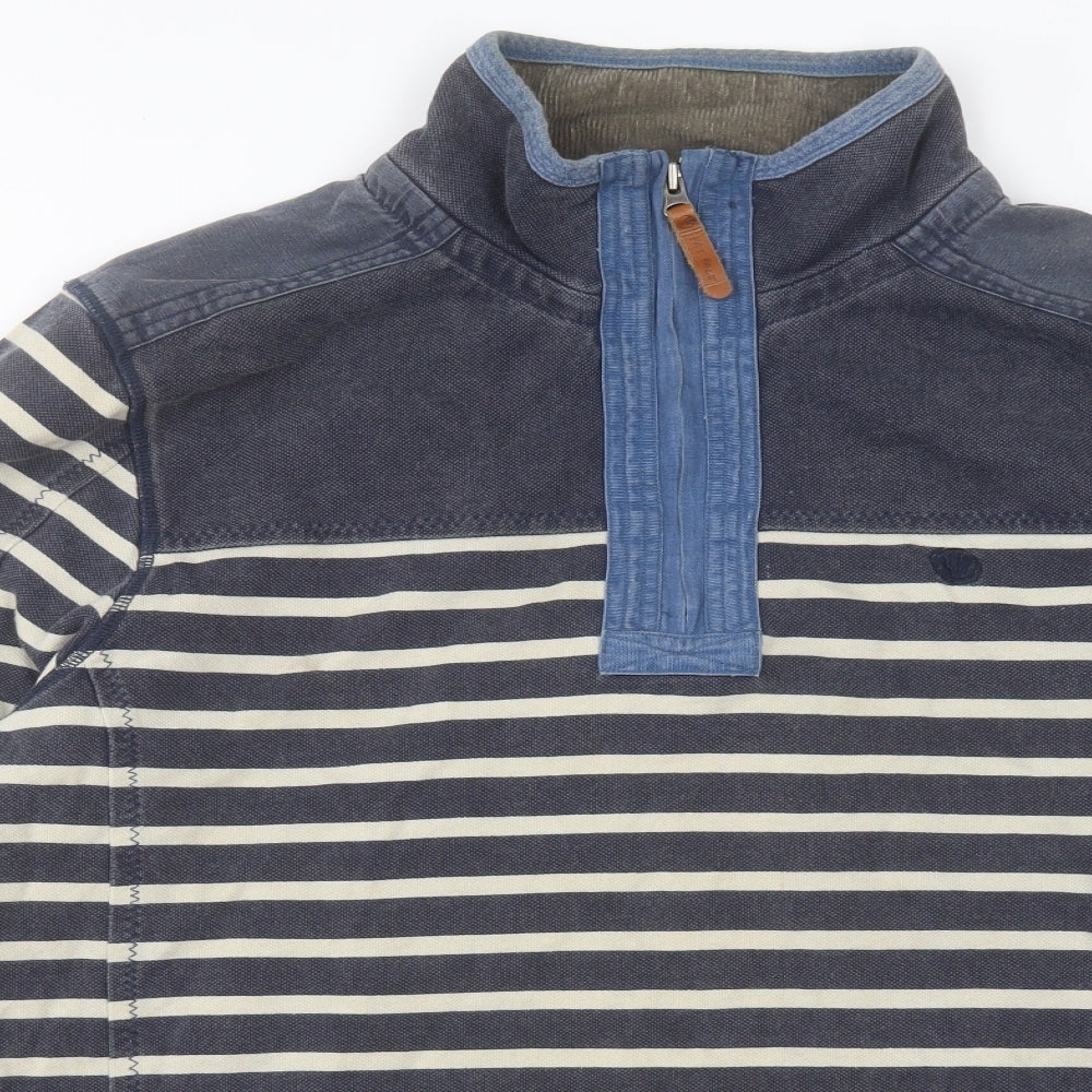 Fat Face Mens Blue Striped Cotton Pullover Sweatshirt Size L